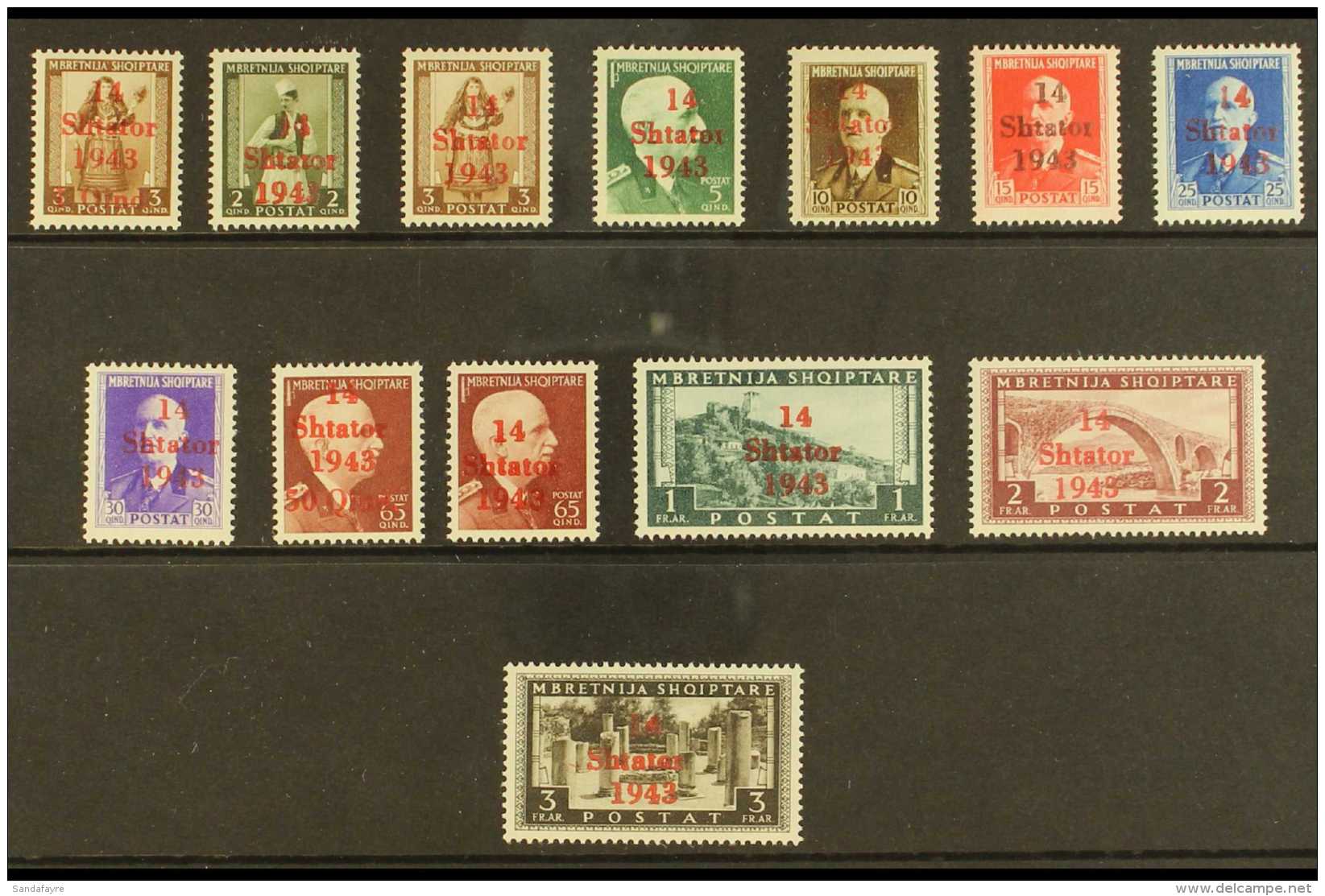 ALBANIA 1943 "Shtator" Overprints Complete Postage Set (Michel 1/13, SG 389/401), Fine Never Hinged Mint, Very... - Sonstige & Ohne Zuordnung