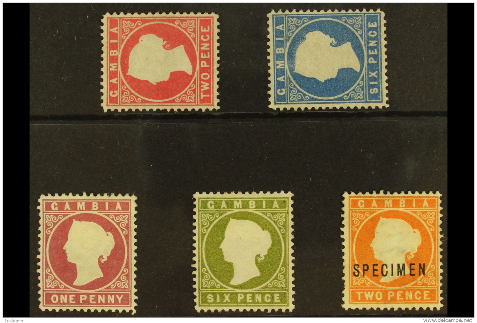 1880-93 UNUSED GROUP Includes 1880-81 2d And 6d Watermark Sideways, SG 13A And 17A, 1886-93 1d Pale Carmine, And... - Gambie (...-1964)