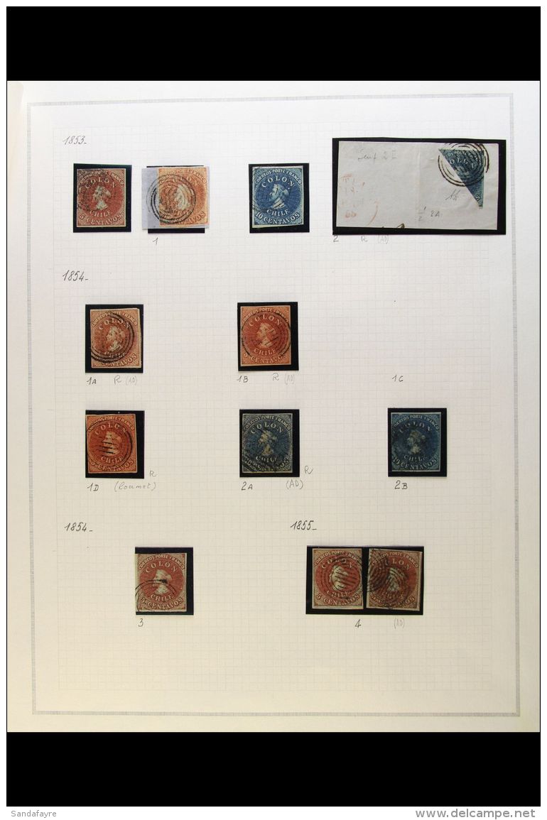 1853-1910 MINT &amp; USED COLLECTION ON ALBUM PAGES Featuring A Spectacular Array Of Early Imperfs (26 Stamps),... - Chile