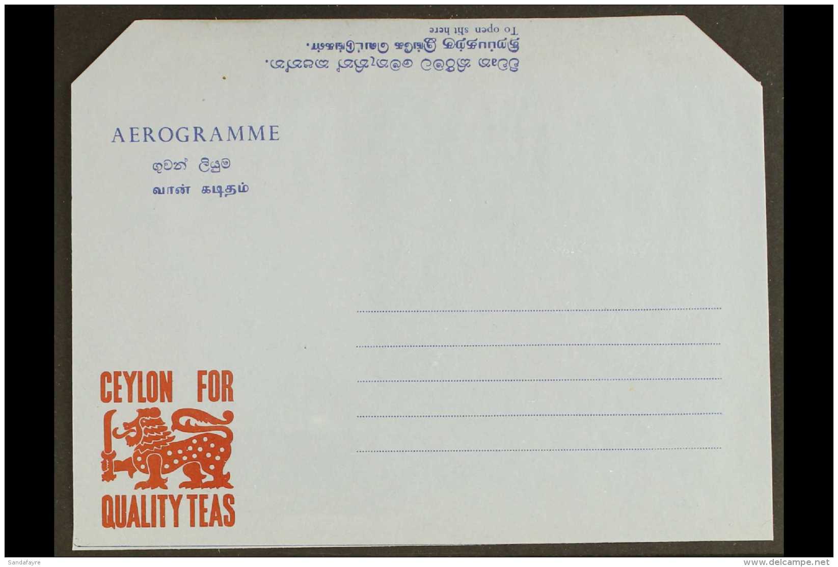 AEROGRAMME VARIETY Circa 1970 80c "CEYLON FOR QUALITY TEAS" With RED Stamp Impression OMITTED, H&amp;G FG28a, Very... - Ceylon (...-1947)