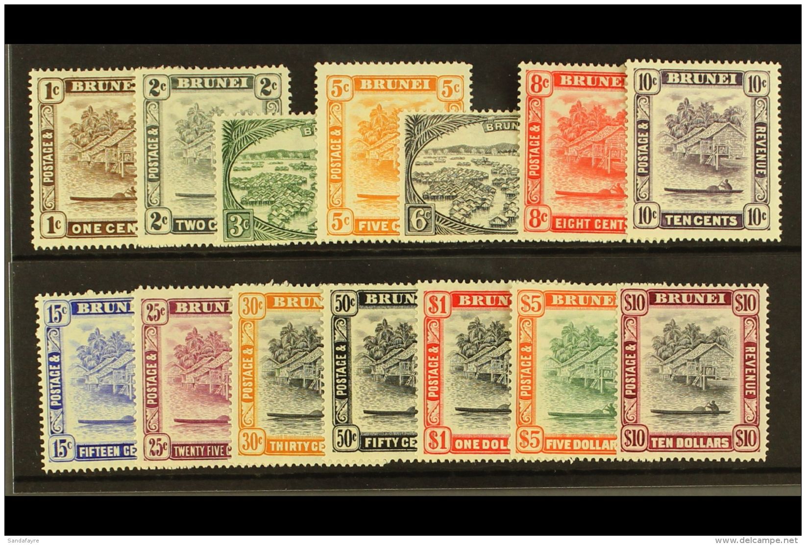 1947 Brunei River Set, New Colours, Complete, SG 79/92, Very Fine And Fresh Mint. (14 Stamps) For More Images,... - Brunei (...-1984)