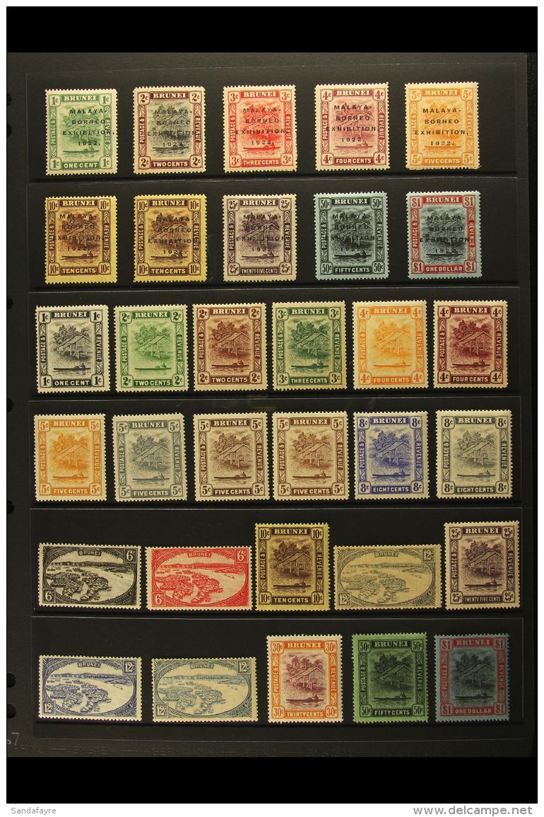 1922-37 MINT COLLECTION On A Stock Page. Includes 1922 Malaya - Borneo Exhibition Opt'd Set &amp; 1924-37 Views... - Brunei (...-1984)