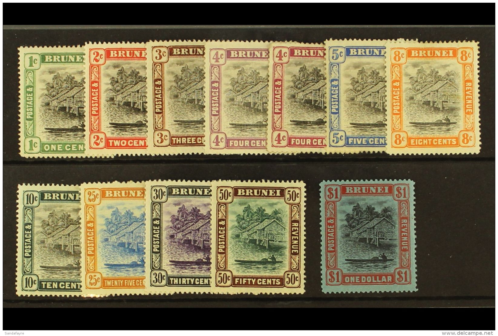 1907-10 Complete Hut Set, SG 23/33, Plus 4c Reddish Purple, SG 26a, Fine Mint. (12) For More Images, Please Visit... - Brunei (...-1984)