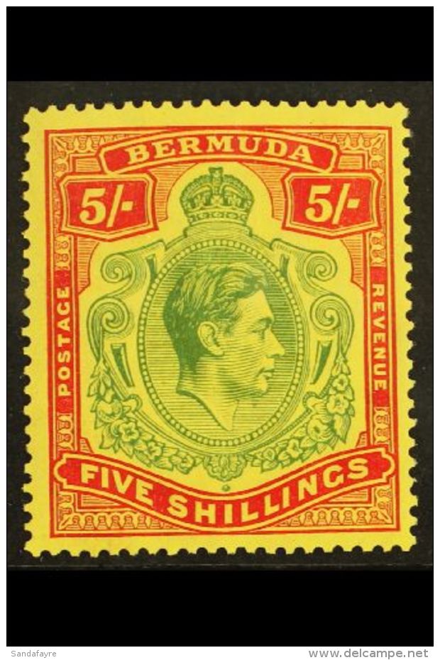 1938-53 5s Green &amp; Red On Yellow "Key Plate" On Chalky Paper, SG 118, Fine Mint, Usual Streaky Gum. For More... - Bermuda