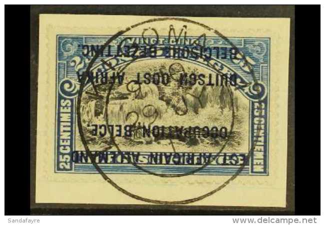 RUANDA URUNDI 1916 25c Black And Blue With OCCUPATION OVERPRINT INVERTED Very Fine Used Tied To Piece. Rare. For... - Sonstige & Ohne Zuordnung