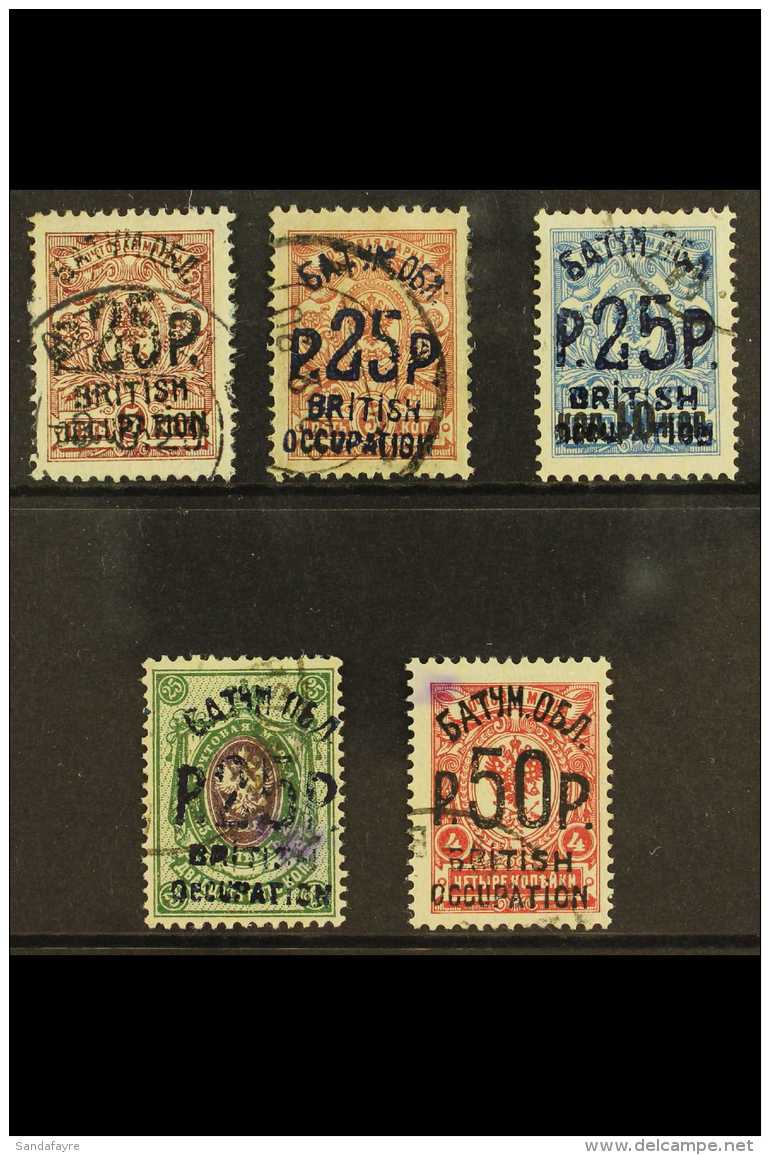 1920 Fine Used Selection Including 25r On 5k Brown Lilac In Black And In Blue, 25r On 20 On 14k In Blue, 25r On... - Batum (1919-1920)