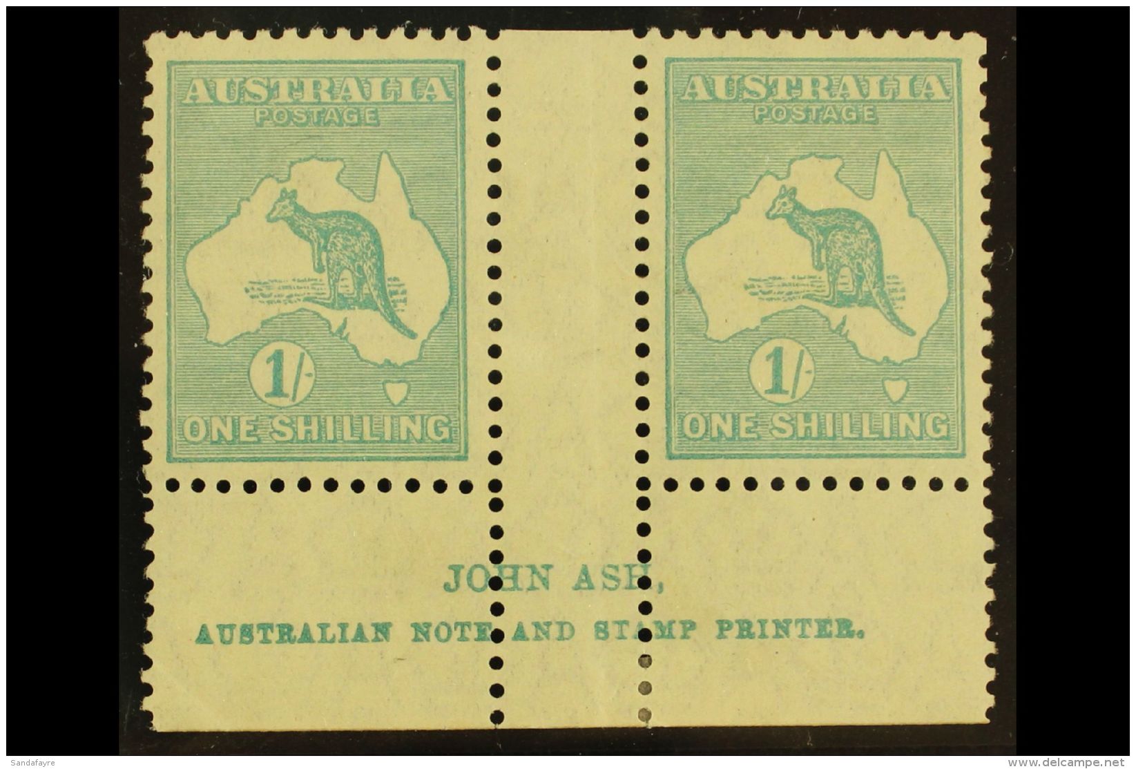 1929-30 Small Multiple Wmk 1s Blue-green Roo (SG 109), Ash Imprint Pair With "N" Over "N", BW 34z, Fine Mint  For... - Sonstige & Ohne Zuordnung