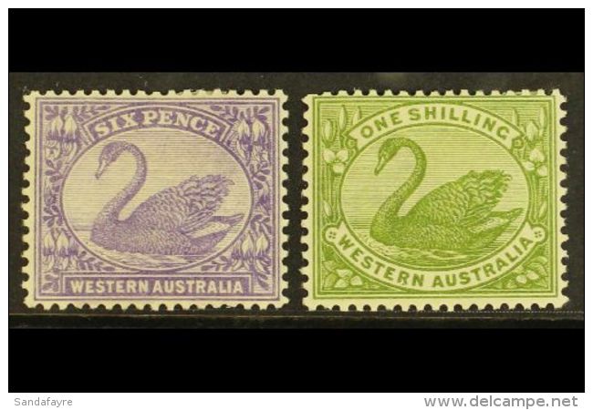 WESTERN AUSTRALIA 1906-07 6d Bright Violet &amp; 1s Olive- Green, SG 115/16, Very Fine Mint (2 Stamps) For More... - Other & Unclassified