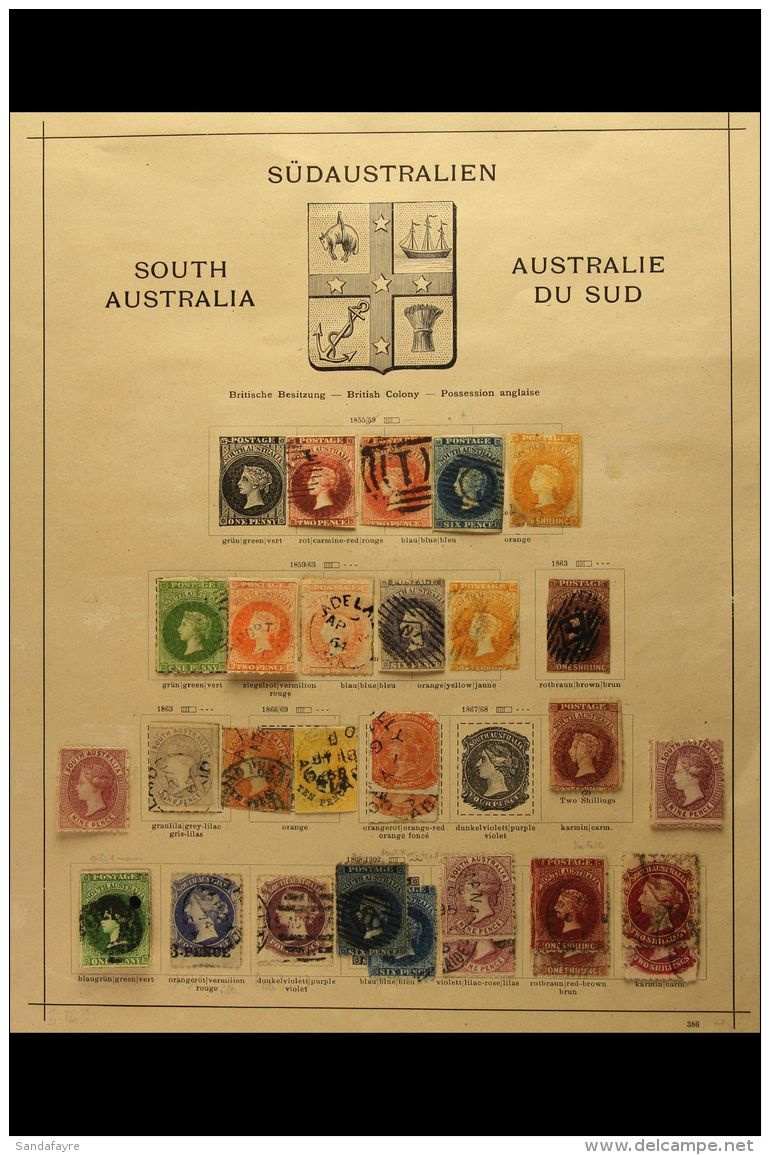 SOUTH AUSTRALIA 1855-1912 Old Time Chiefly Used Collection On Printed Album Pages Plus Additional Gathered... - Sonstige & Ohne Zuordnung