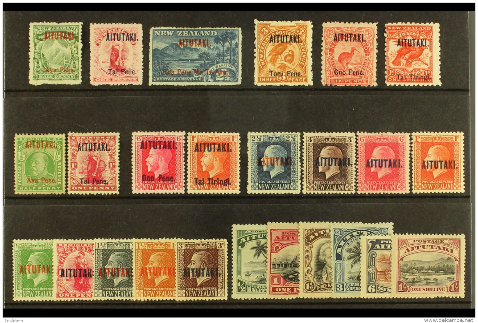 1903-20 MINT GROUP Incl. 1903-11 All Basic Values, 1911-16 &frac12;d &amp; 1d, 1916-17 6d &amp; 1s, 1917-18 &amp;... - Aitutaki