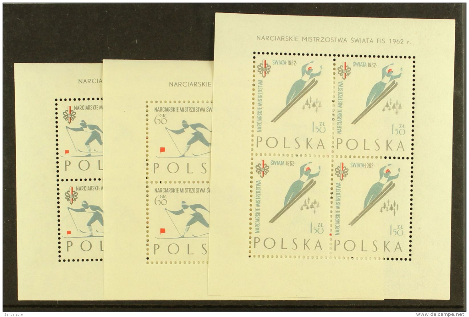 SKIING 1962  Poland SWIATA Games Sheetlets, Mi 1294/6KbC, Very Fine NHM. (3 Sheetlets) For More Images, Please... - Ohne Zuordnung
