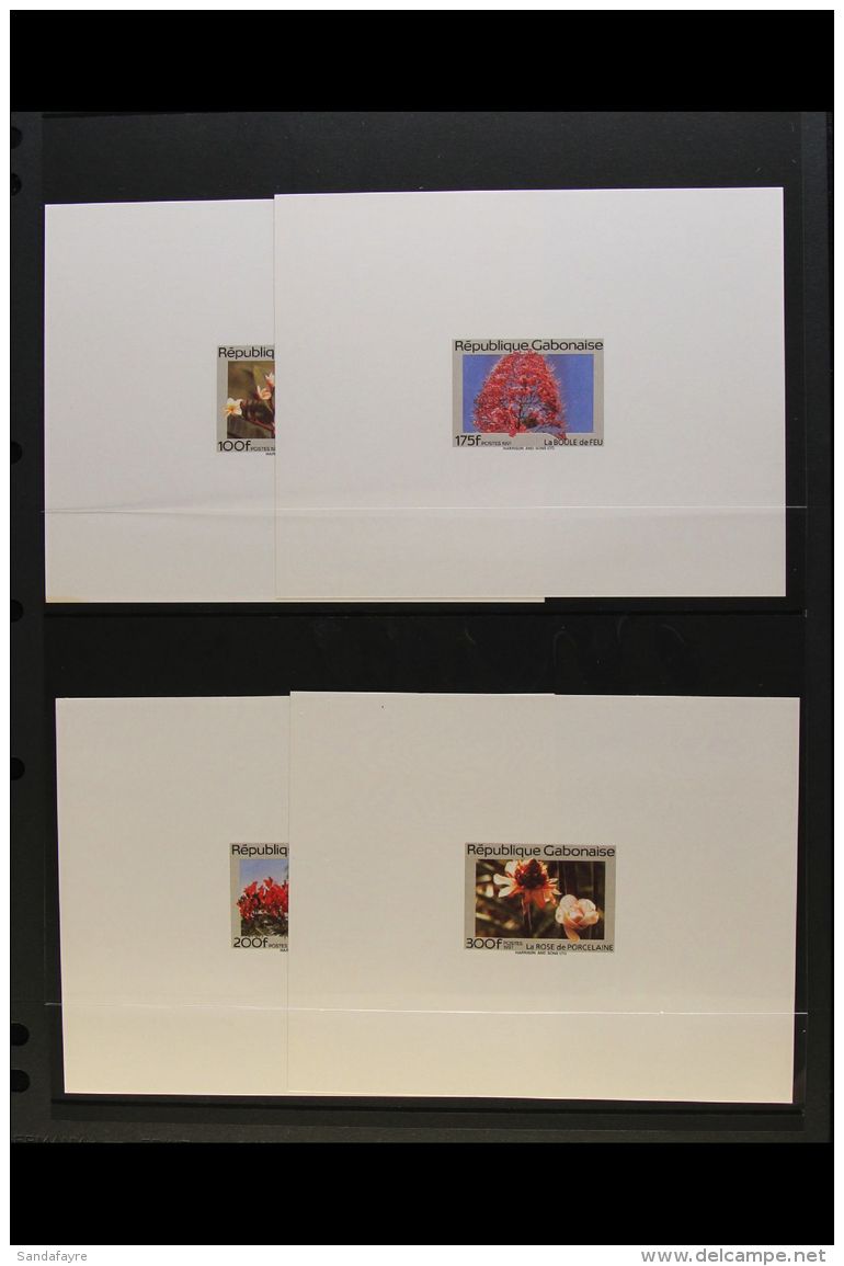 FLOWERS GABON 1979-1991 All Different Group Of Epreuves De Luxe On Stock Pages, Inc 1984 (both) &amp; 1991 Sets... - Ohne Zuordnung