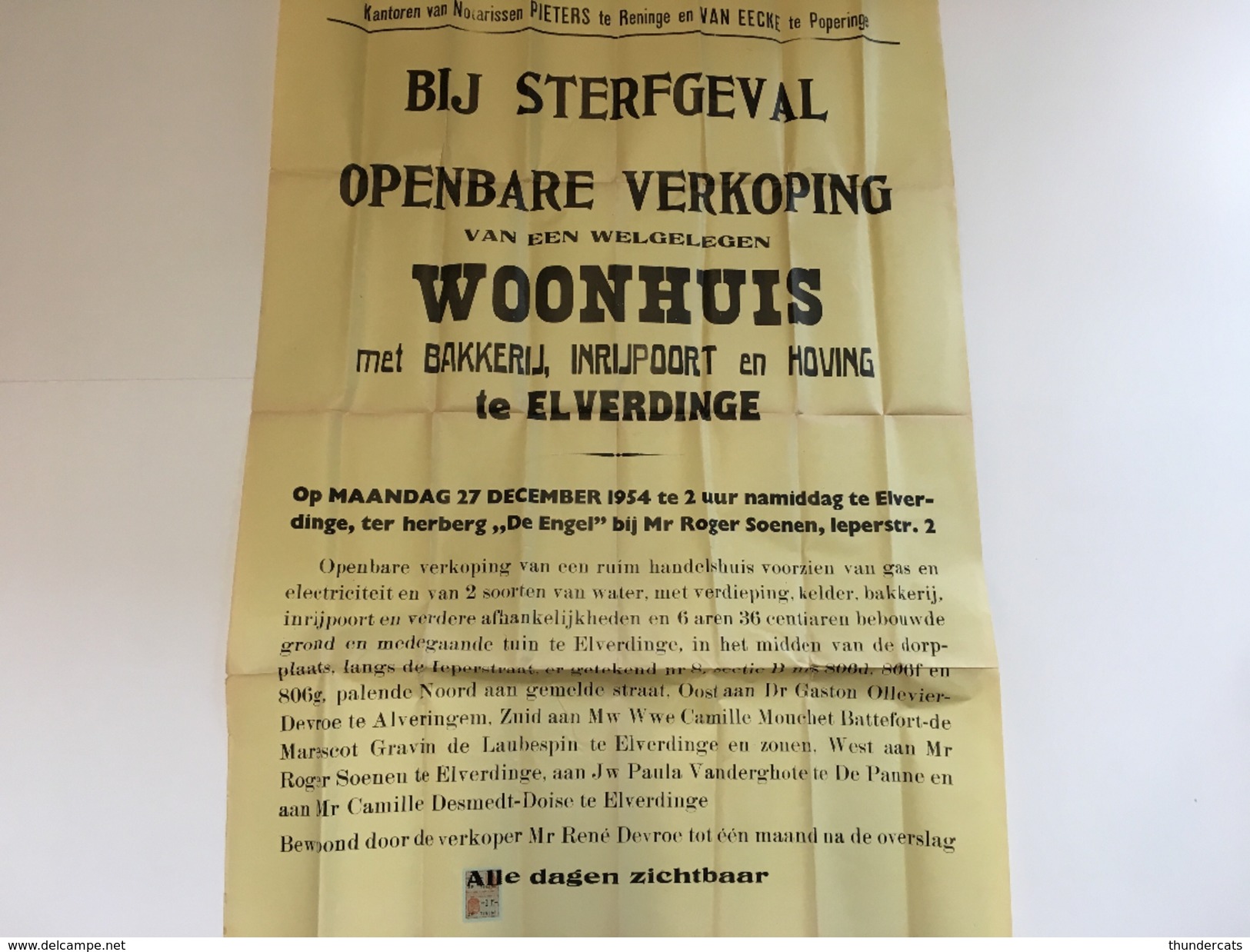 OUDE AFFICHE 1954  ELVERDINGE - Manifesti