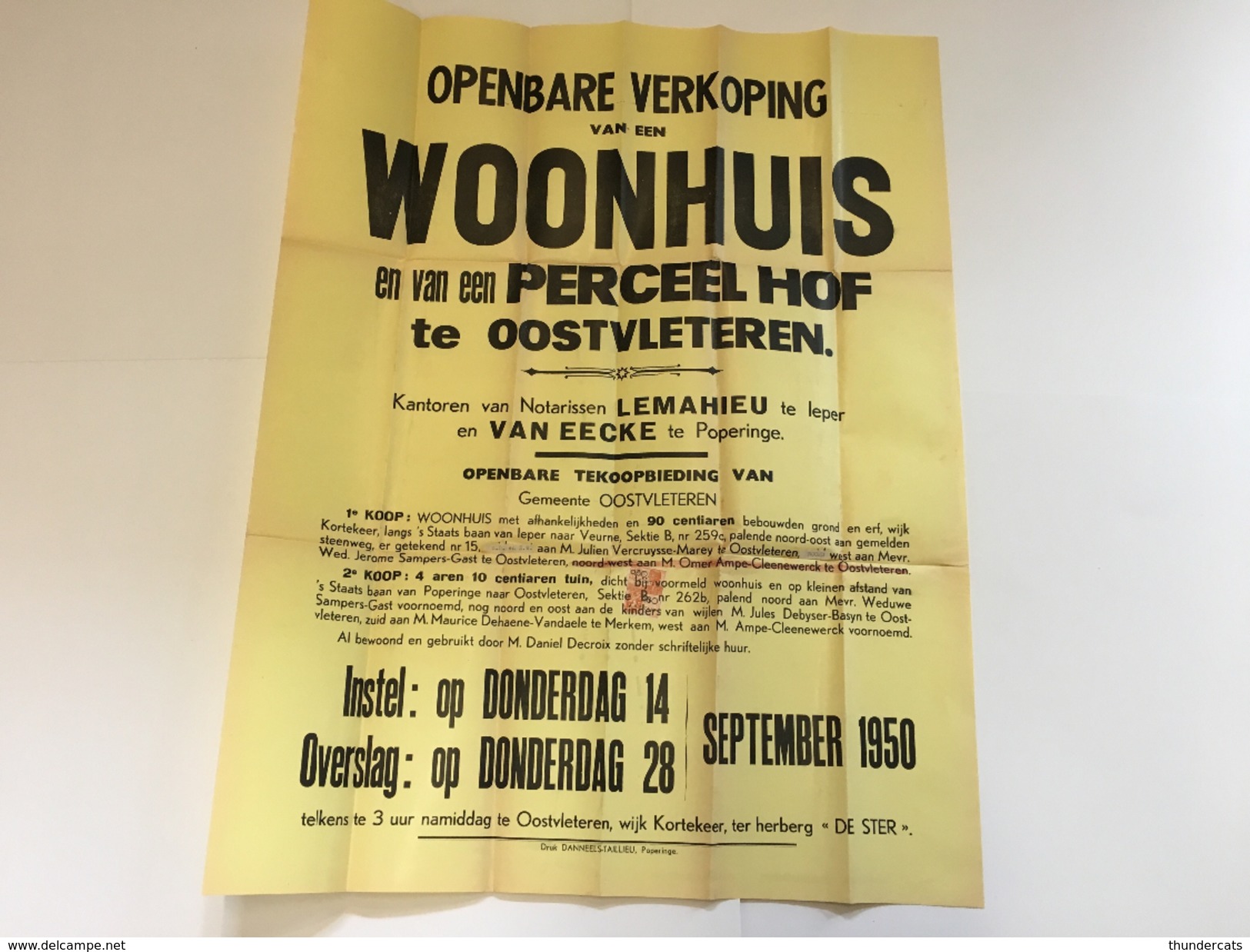 OUDE AFFICHE 1950 OOSTVLETEREN - Affiches