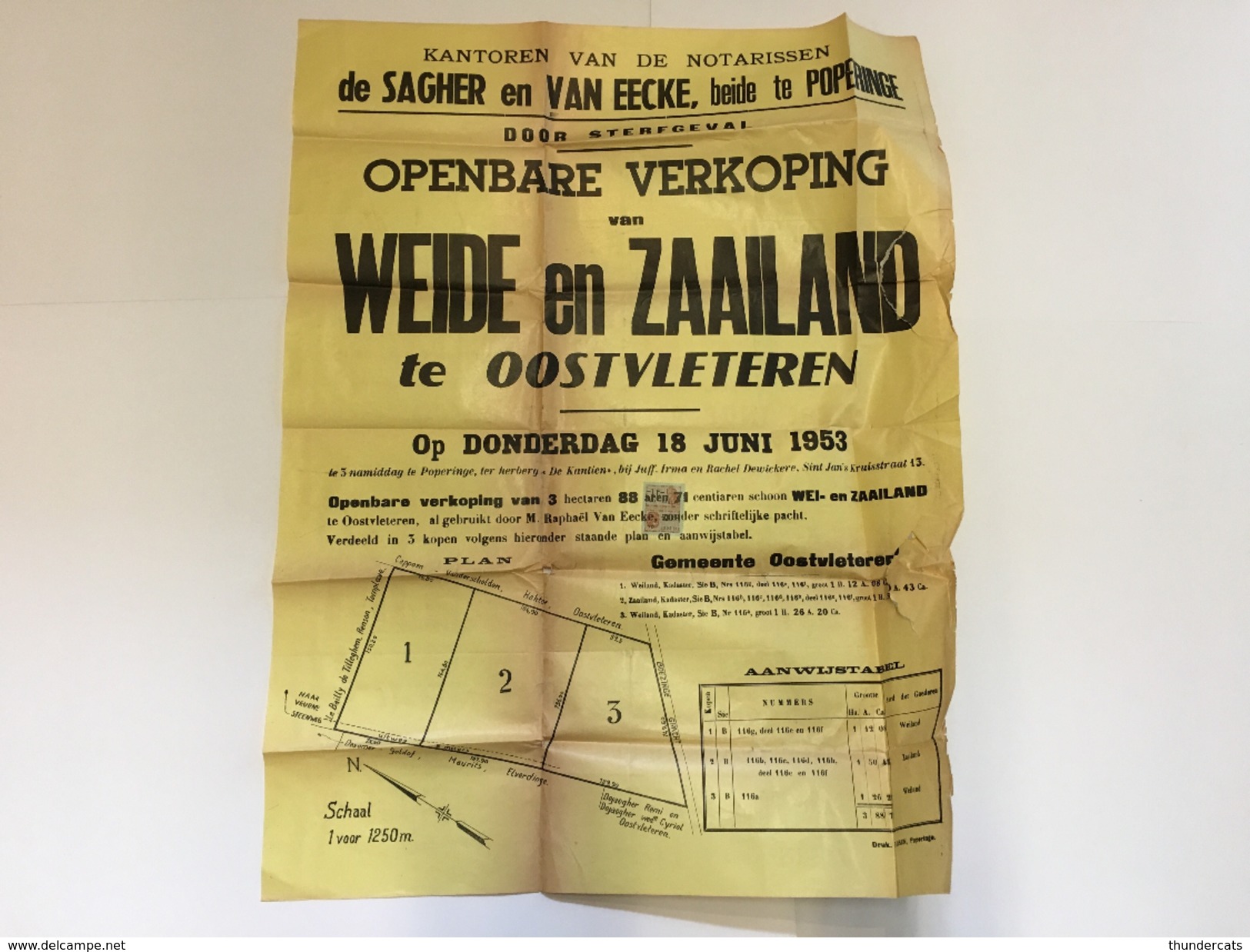 OUDE AFFICHE 1953 OOSTVLETEREN - Affiches