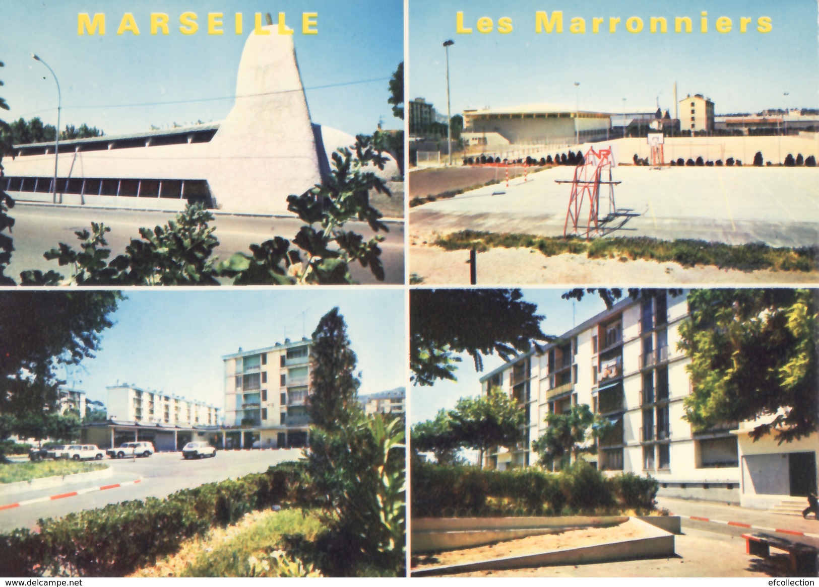 LES MARRONNIERS MARSEILLE 10 EME QUARTIER SAINT TRONC ENSEMBLE D´IMMEUBLE STADE MULTIVUE AUTOMOBILE EDITEUR LA CIGOGNE - Timone, Baille, Pont De Vivaux