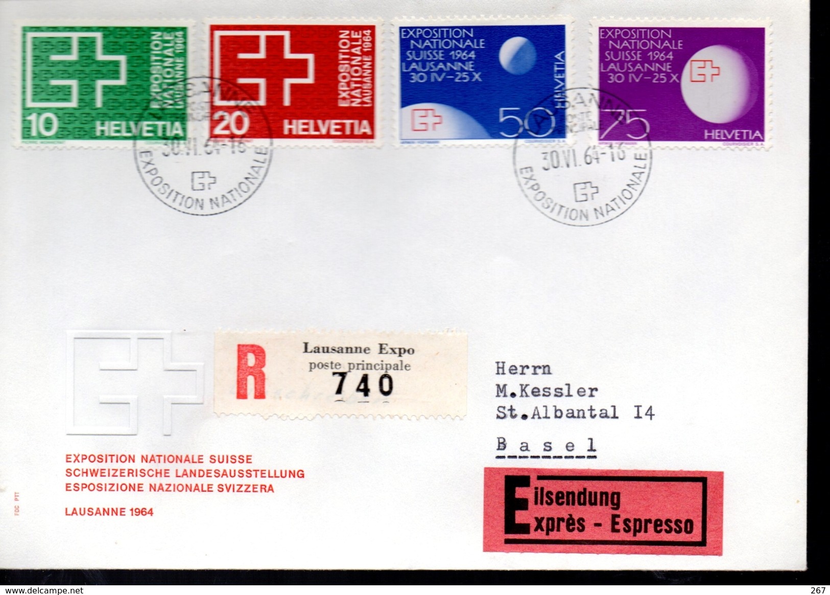 SUISSE   Lettre Recommandée 1964 Globe Lune Expo - FDC