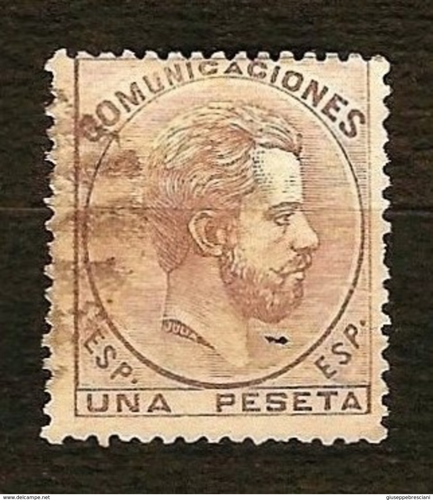 SPAGNA 1872 - Amadeo I - 1 Pta. Violetto Bruno. - Edi:ES 127 - Usados