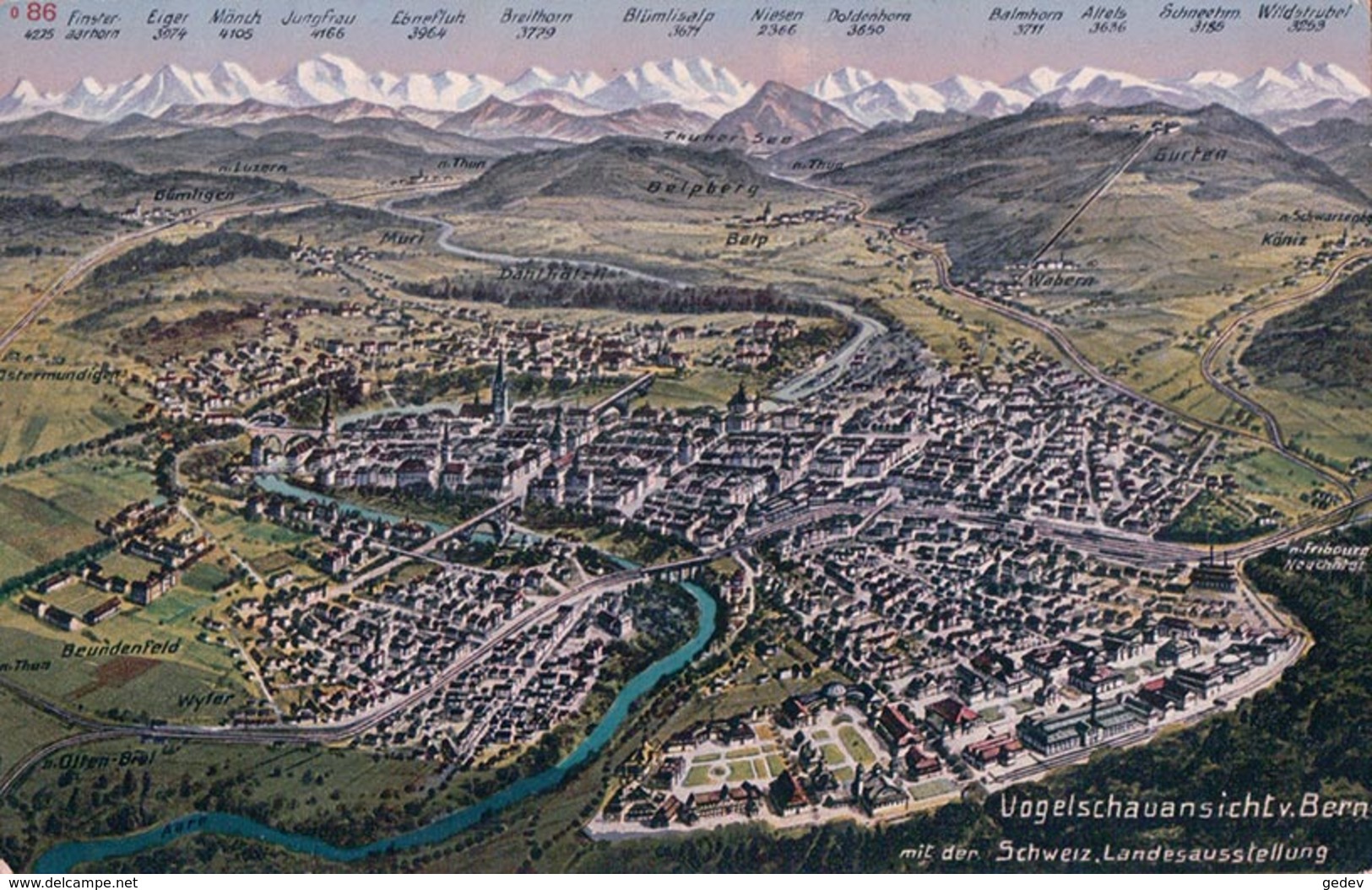 Bern, Vögelschauansicht Mit Der Schweiz. Landesausstellung (86) - Berna