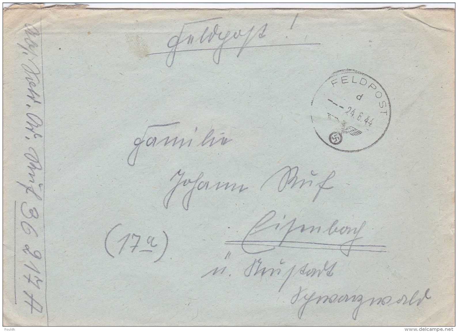 Feldpost WW2: From Kowel, Ukraine - Stab I Grenadier-Regiment 473  FP 36217A P/m  24.6.1944 - Cover Only  (T9A28) - Militaria