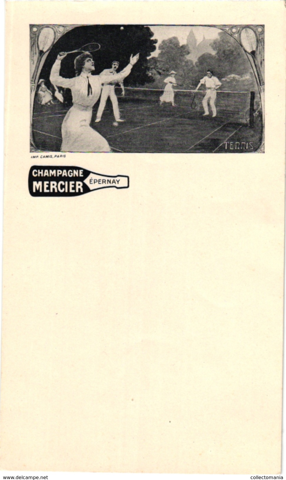 1 Menu  Card C1930  Pub Champagne Mercier EPERNAY IMP Camis Paris Tennis - Andere & Zonder Classificatie