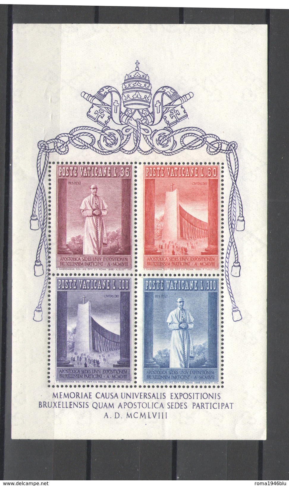 VATICANO 1958 FOGLIETTO BRUXELLES ** MNH LUSSO - Ungebraucht