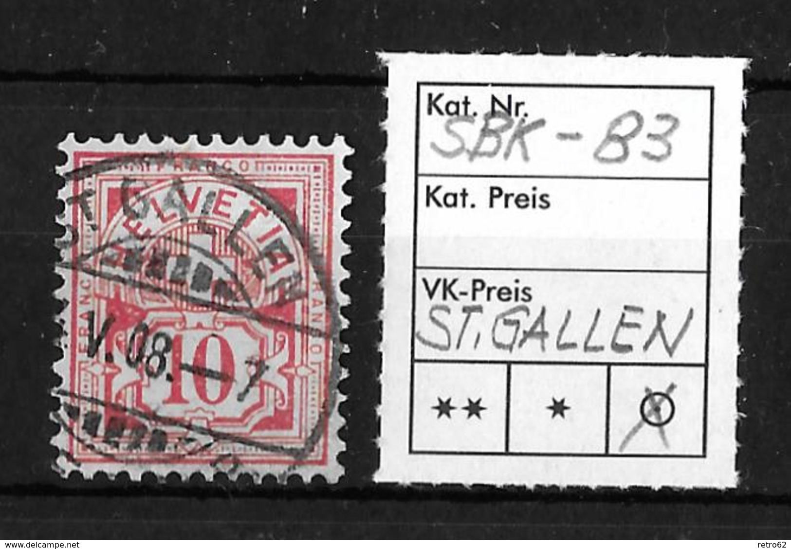 1906 ZIFFERMUSTER, Faserpapier Mit Wasserzeichen &rarr; SBK-83, ST.GALLEN 4.V.08 - Oblitérés