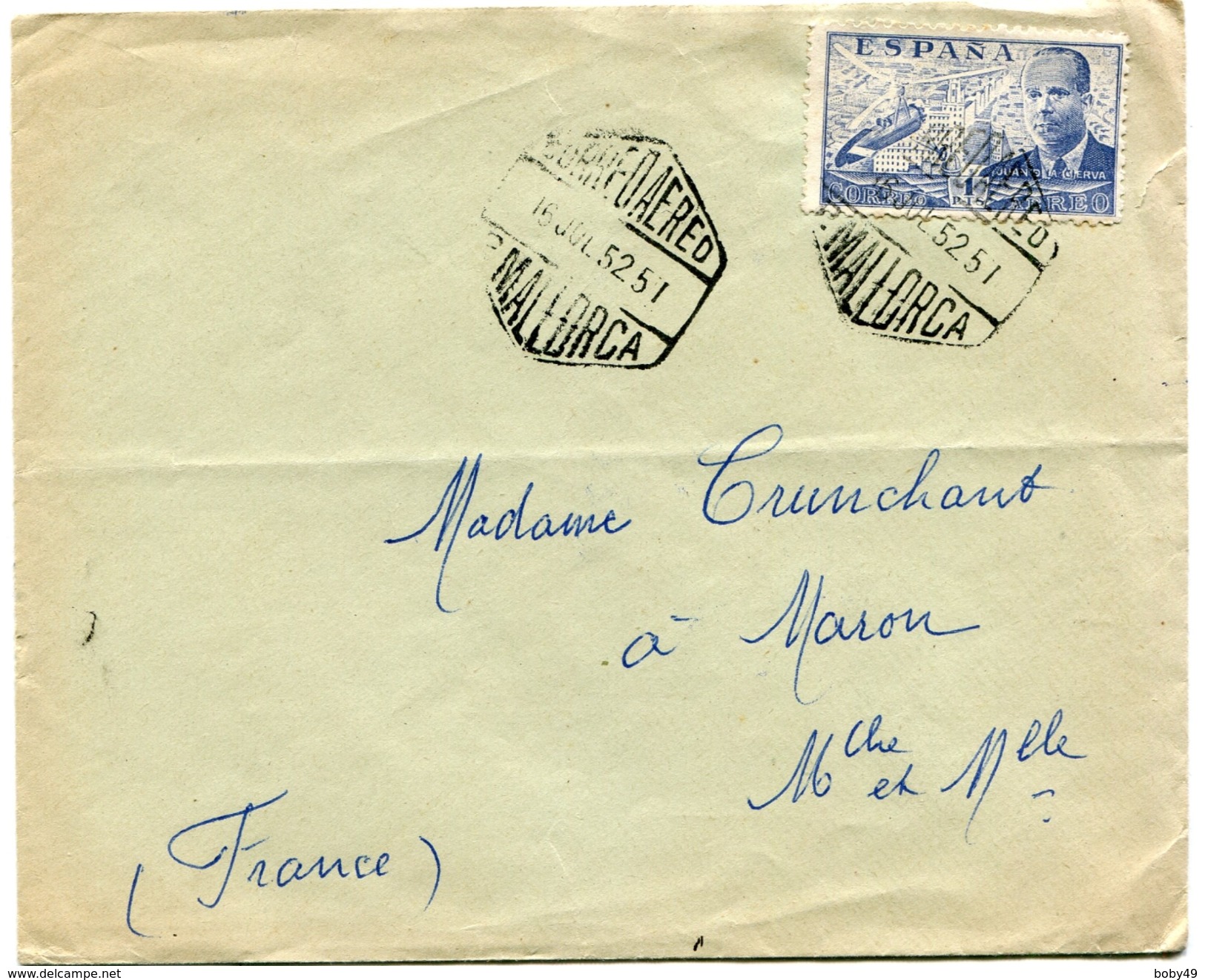 MALLORCA Env. Du 16/07/1952 - Briefe U. Dokumente