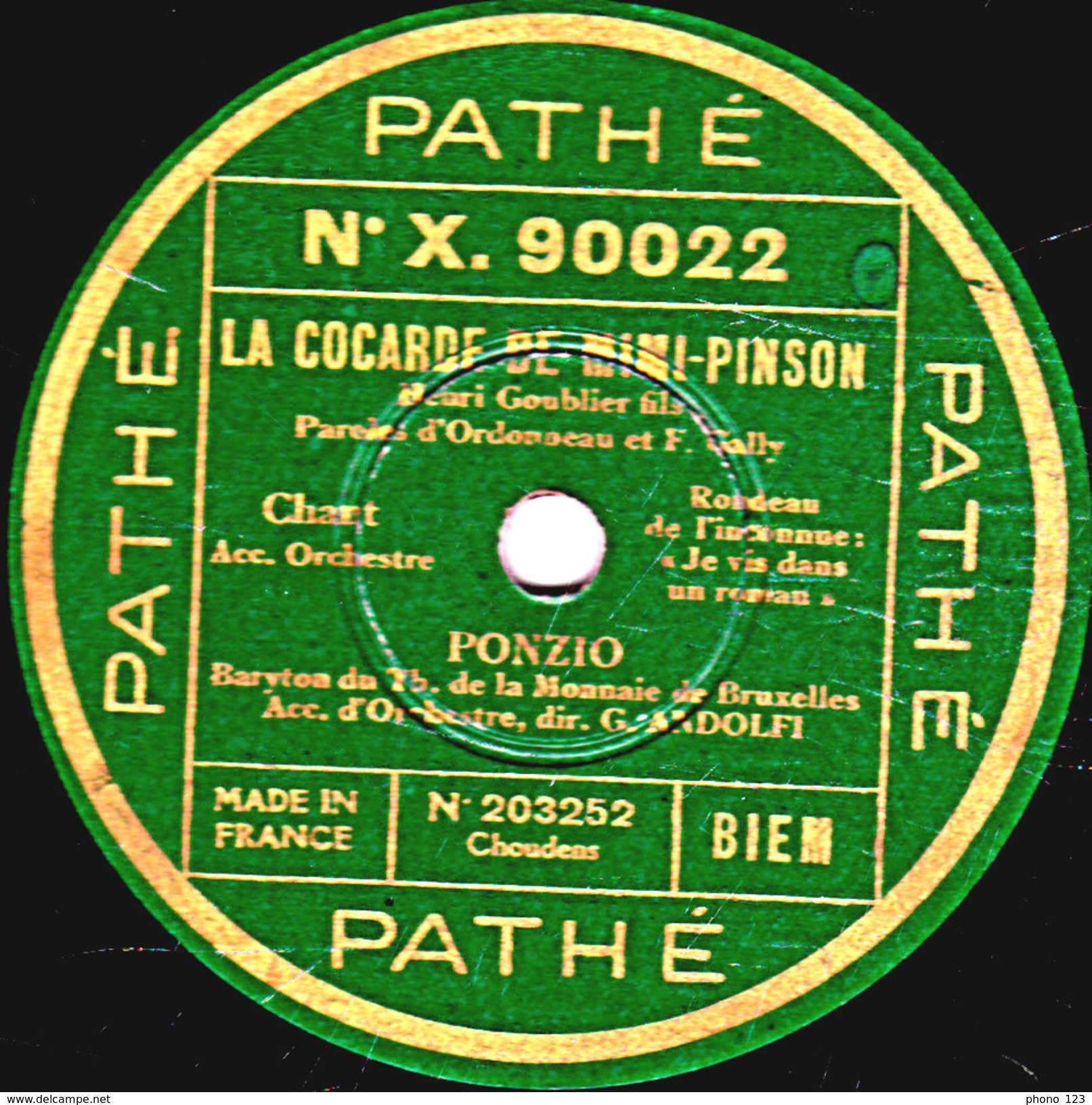 78 T 25 Cm  état TB - PONZIO   LA COCARDE DE MIMI-PINSON  "Je Vis Dans Un Roman" - LES SALTIMBANQUES "Va Gentil Soldat" - 78 T - Disques Pour Gramophone