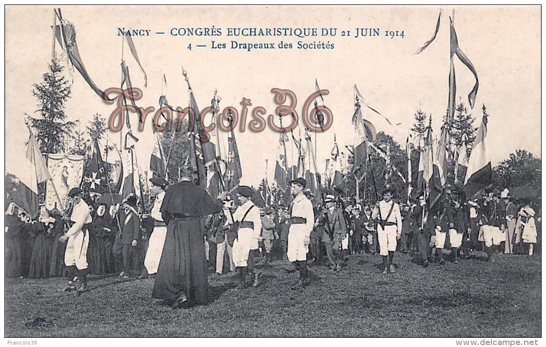 (54) Nancy - Congrès Eucharistique Du 21 Juin 1914 - Les Drapeaux Des Sociétés - 2 SCANS - Nancy