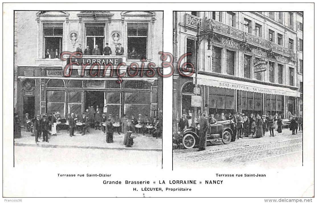 (54) Nancy - Grande Brasserie " La Lorraine " - Terrasse Rue Saint Dizier Saint Jean - 2 SCANS - Nancy