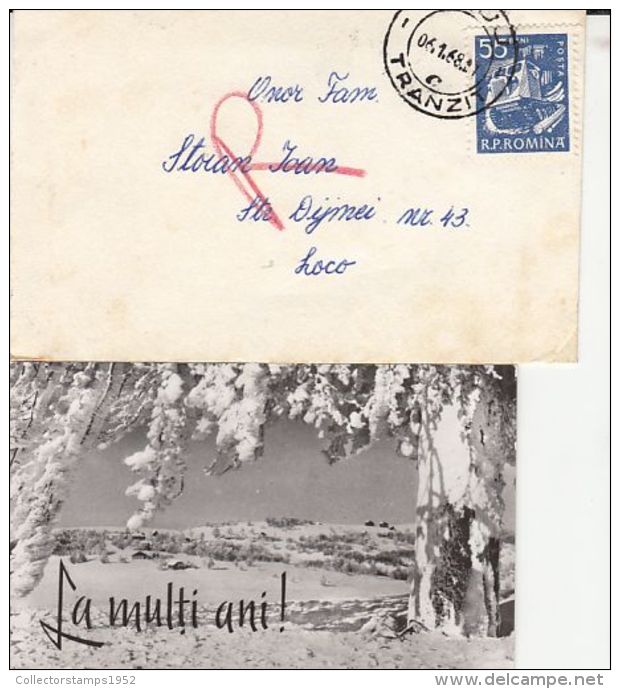 56511- FORESTRY VEHICLE, STAMP ON LILIPUT COVER, WINTER LANDSCAPE, LILIPUT POSTCARD, 1968, ROMANIA - Storia Postale