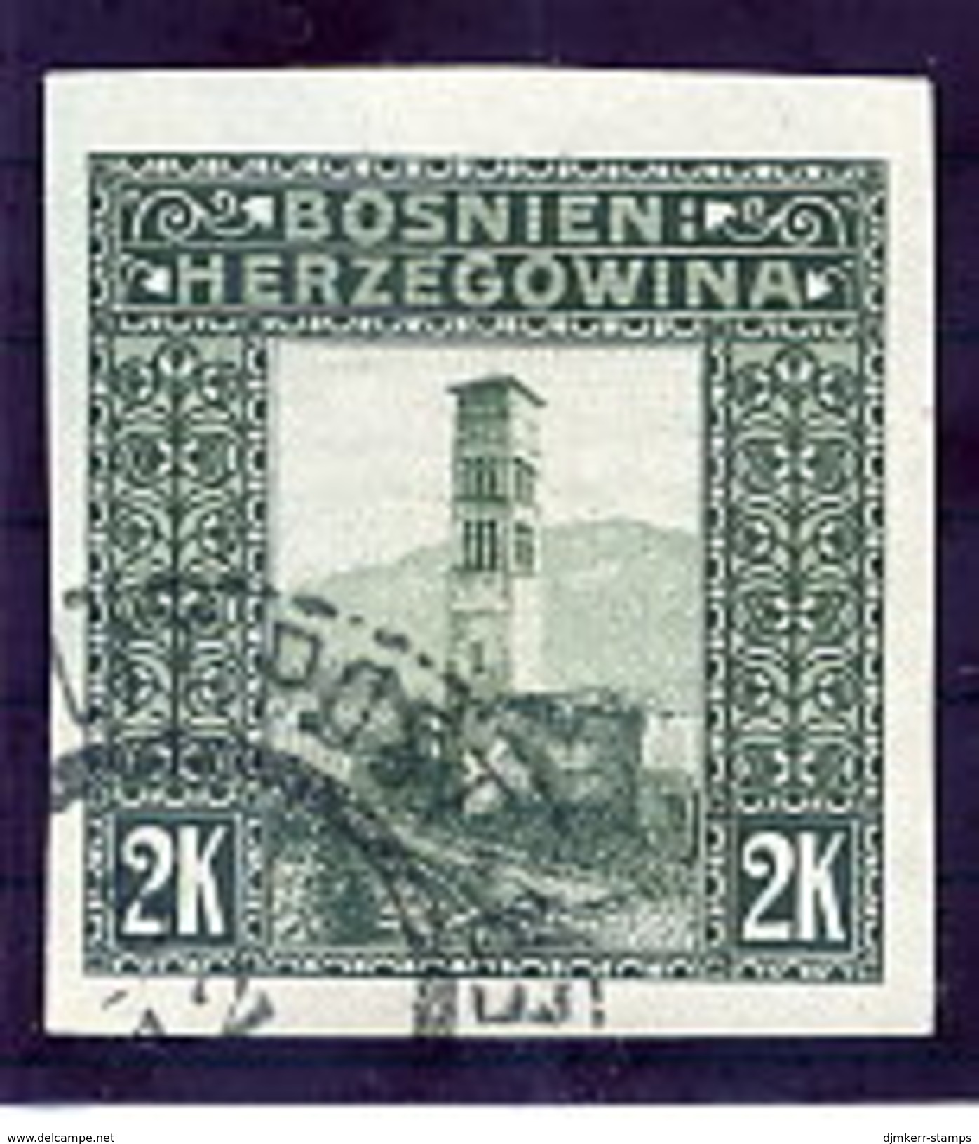 BOSNIA & HERZEGOVINA 1906 2 Kr. Imperforate  Used.   Michel 43U, SG 200C - Bosnia Herzegovina