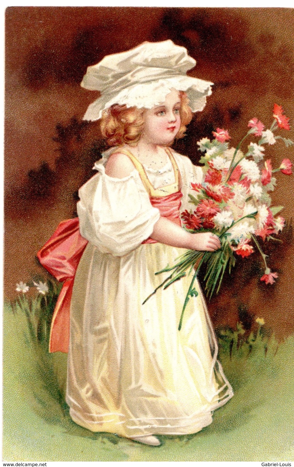 Petite Fille Avec Un Bouquet De Fleurs / - Scènes & Paysages