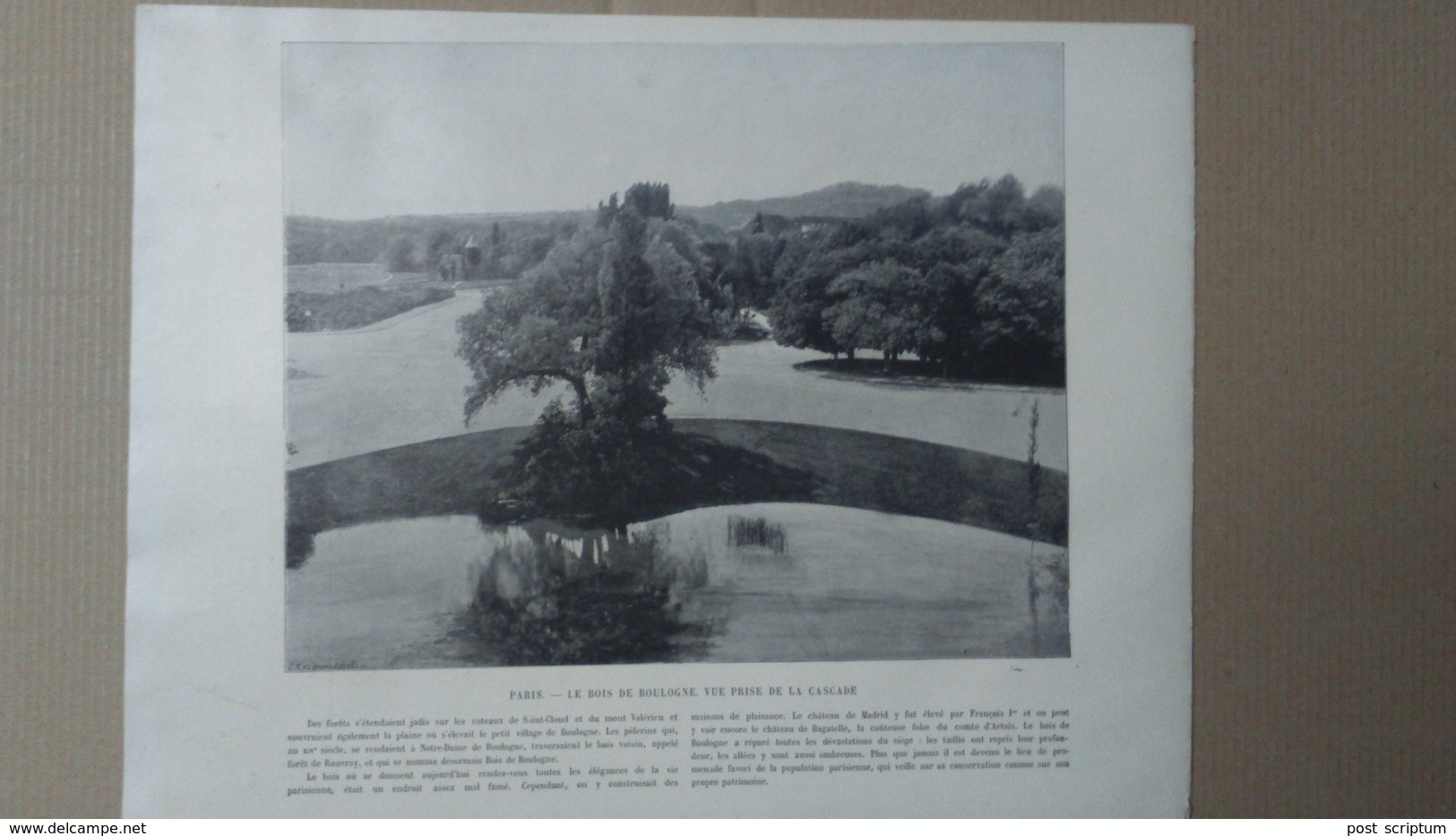 Photo - REPRODUCTION - RECTO : Paris Bois De Boulogne Vue Prise De La Cascade  / VERSO : Abbaye De St Denis - Other & Unclassified