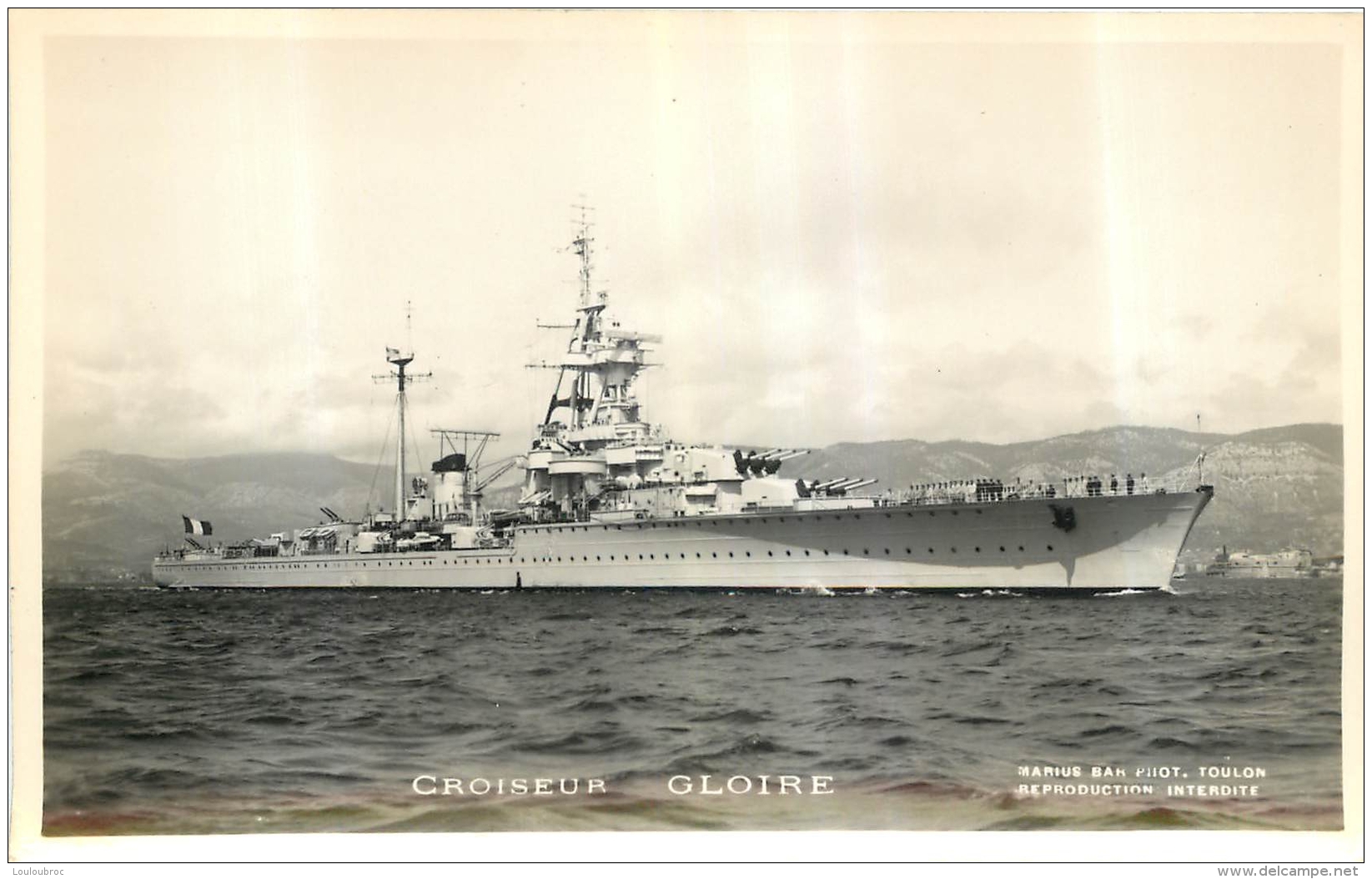 CARTE PHOTO CROISEUR GLOIRE   PHOTO MARIUS BAR TOULON - Guerra