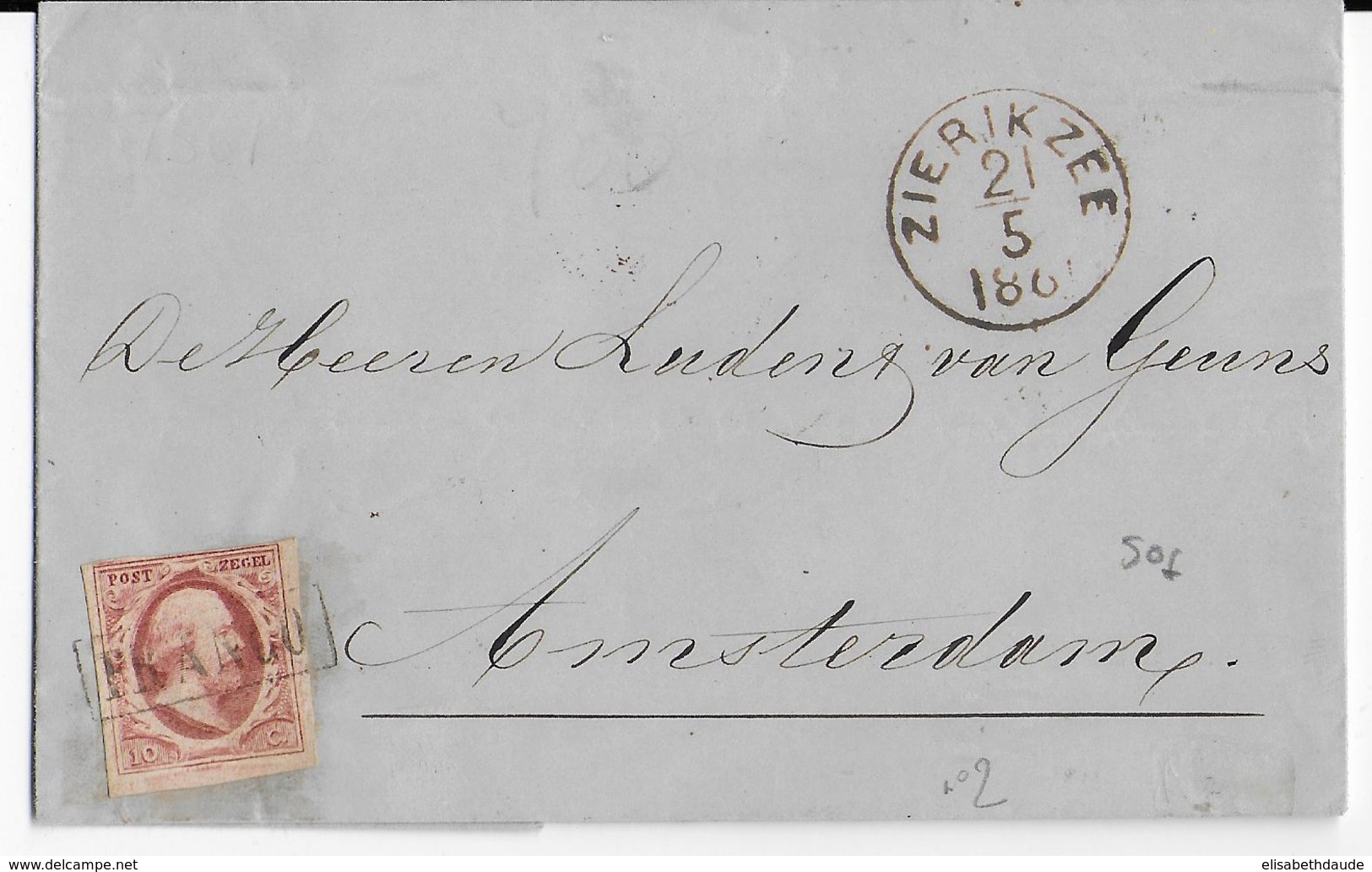 NEDERLAND - 1861 - LETTRE De ZIERIKZEE => AMSTERDAM - Poststempels/ Marcofilie