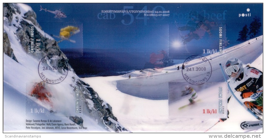 Finland 2008 Blok Alpine Skiën GB-USED - Oblitérés