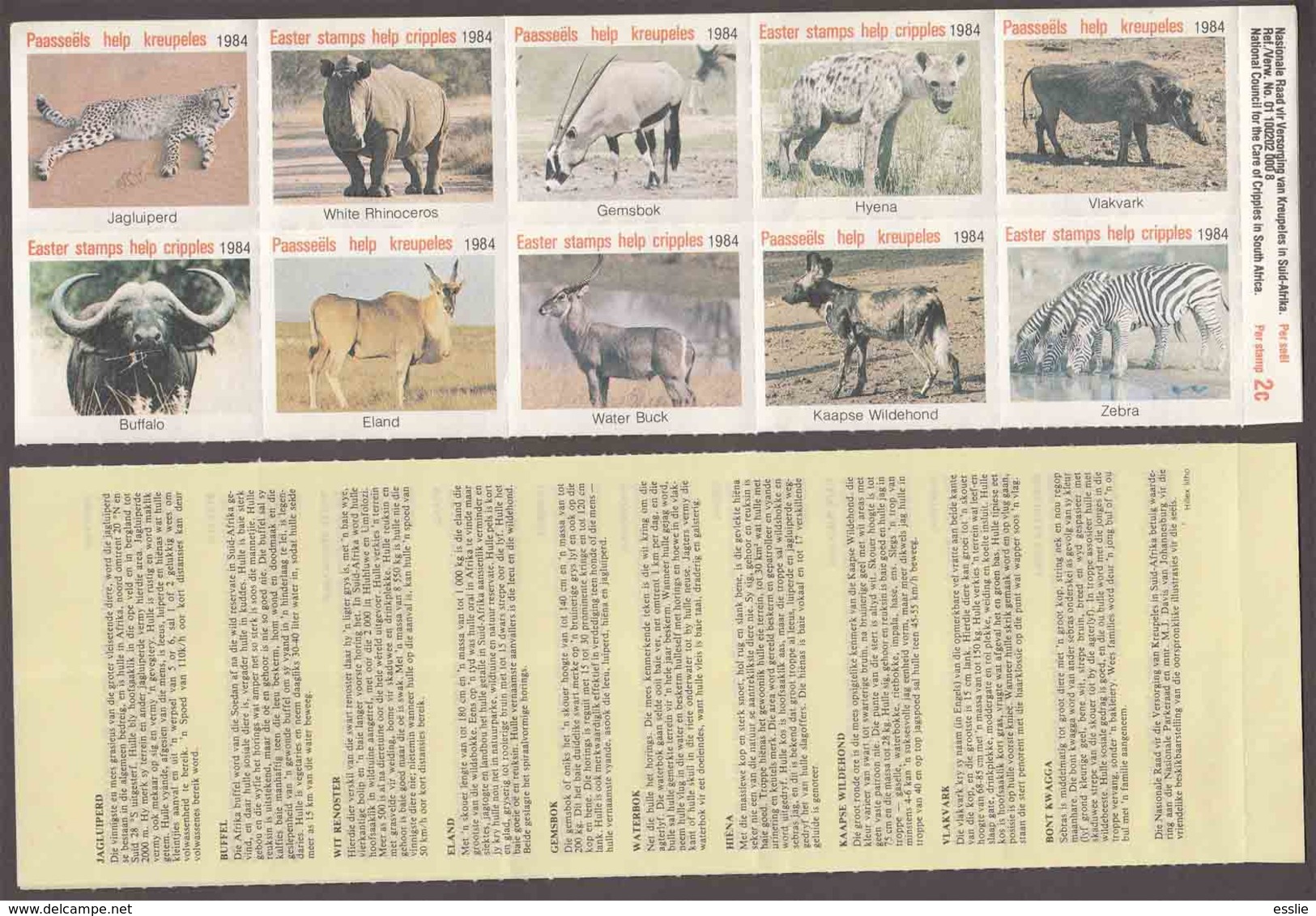 South Africa RSA - 1984 - Easter Seals, Labels, Cinderellas - SHEETLET - Wild Animals - Sonstige & Ohne Zuordnung