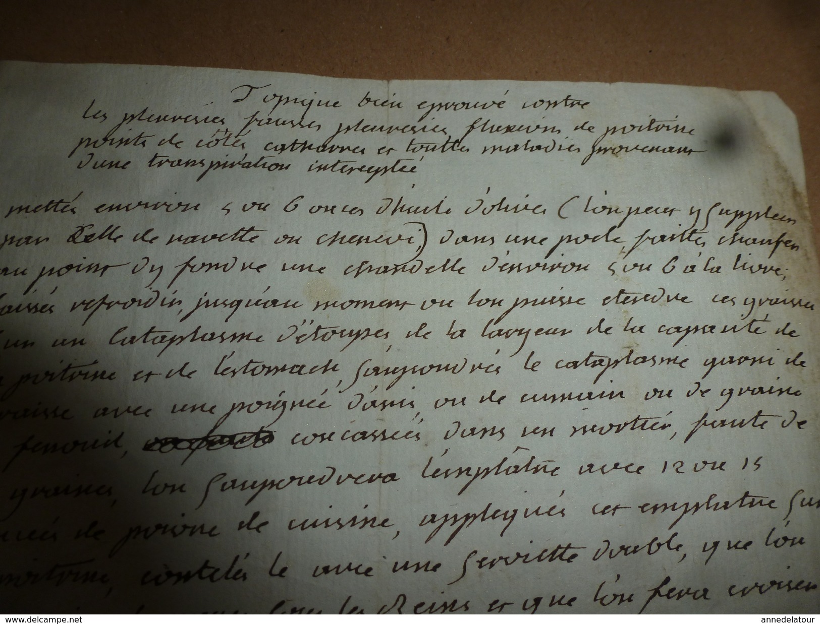 Années 1800 REMEDE Tonique Contre (Pleurésie,Fluxion De Poitrine,Point De Coté,Maladie Par Transpiration Interceptée) - Manuscrits