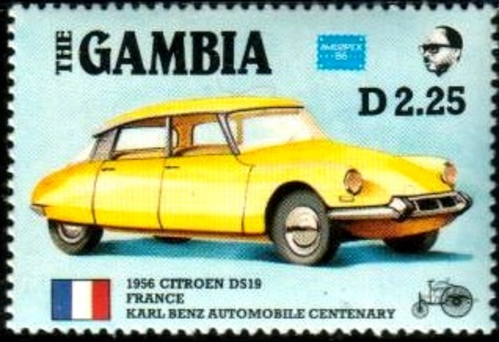 Classic Car, 1956 Citroen DS19, France, Gambia Stamp SC#625 MNH - Gambie (1965-...)