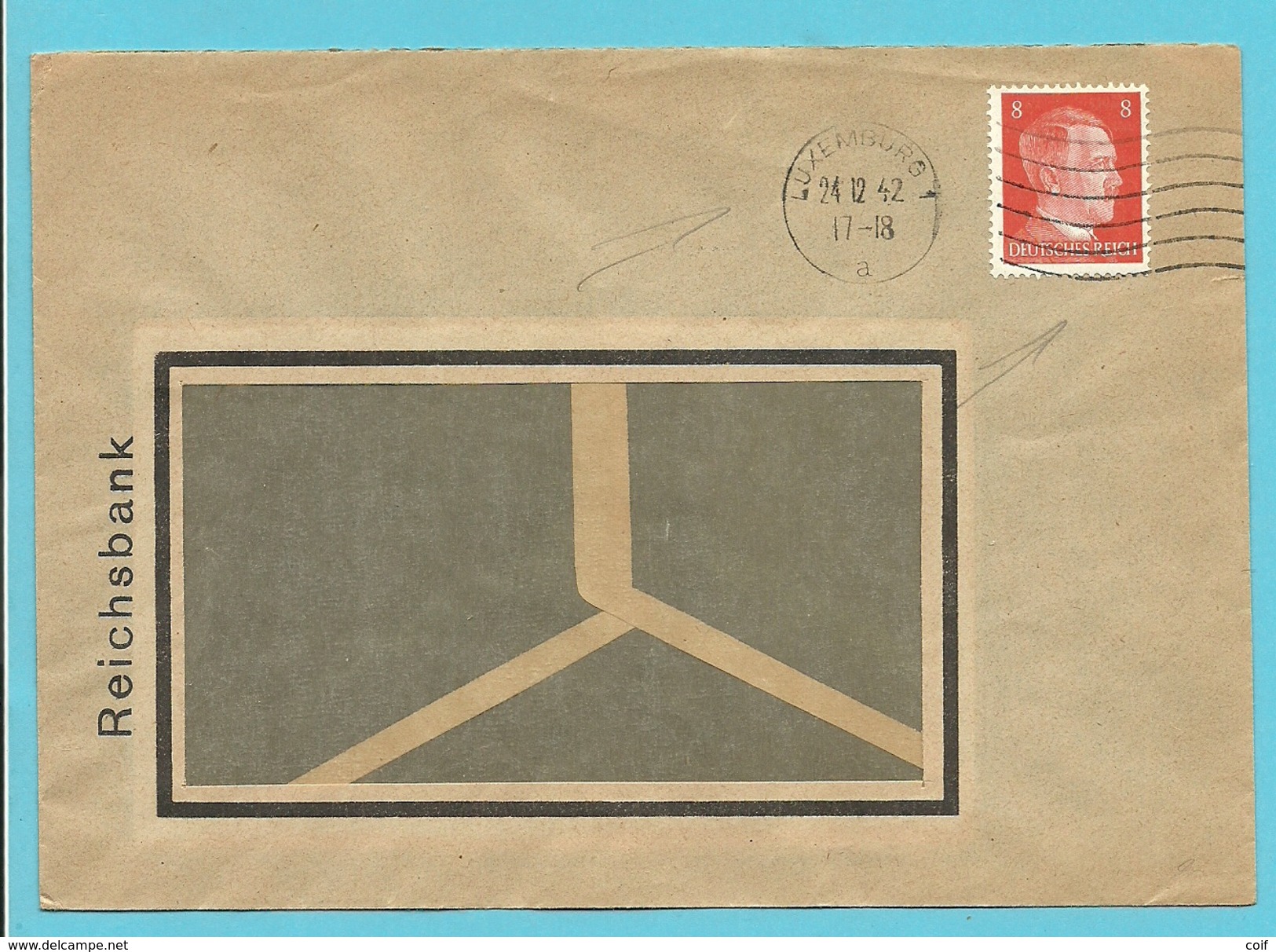 Duitse Postzegel Op Brief Met Stempel LUXEMBURG Op 24/12/42 - 1940-1944 Ocupación Alemana