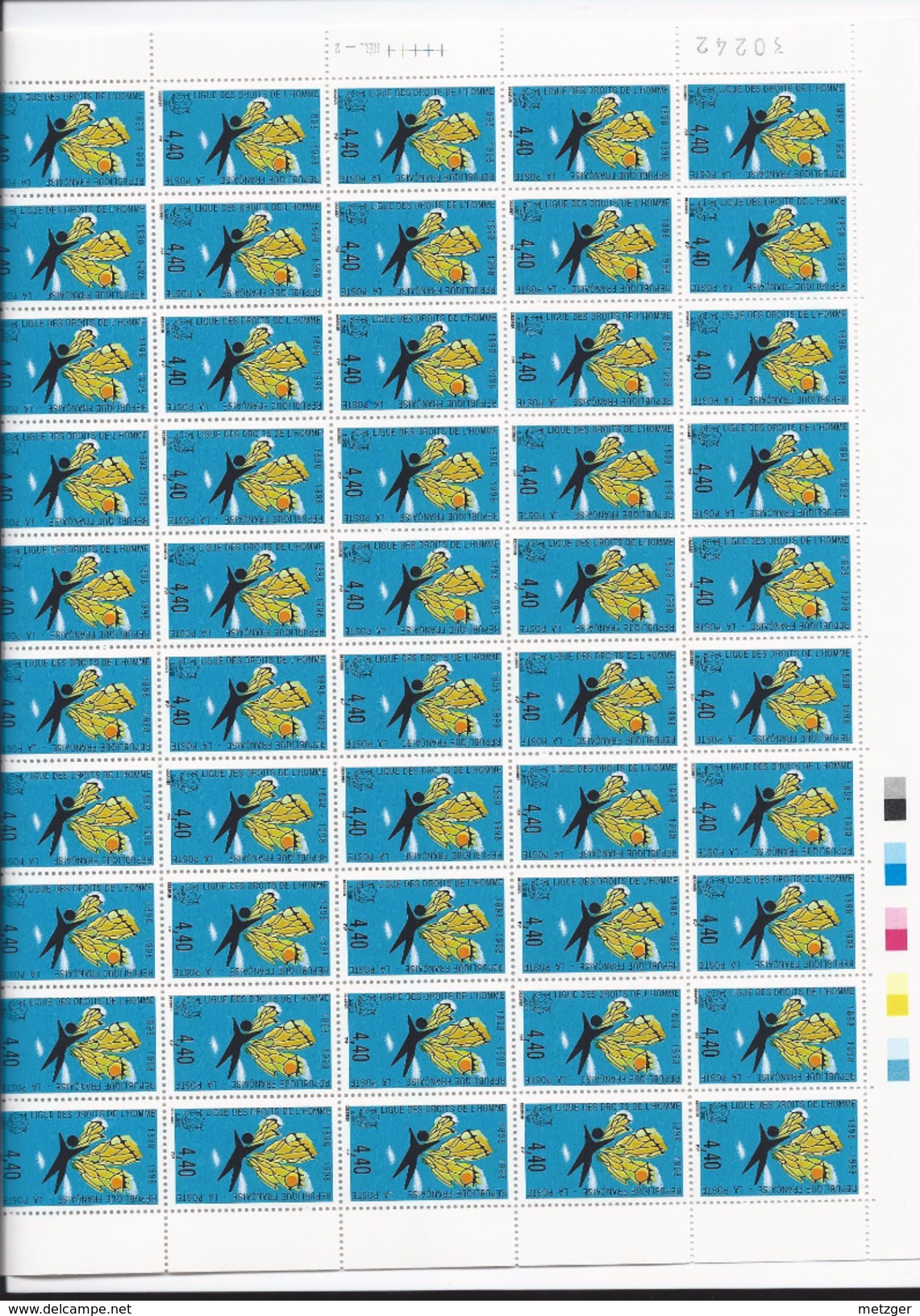 Feuille De 50 Timbres Du N° 3149, Ligue Des Droits De L'homme. - Full Sheets