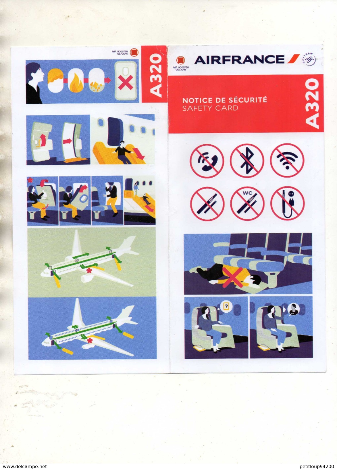 CONSIGNES DE SECURITE / SAFETY CARD  *AIRBUS A320  Air France - Veiligheidskaarten