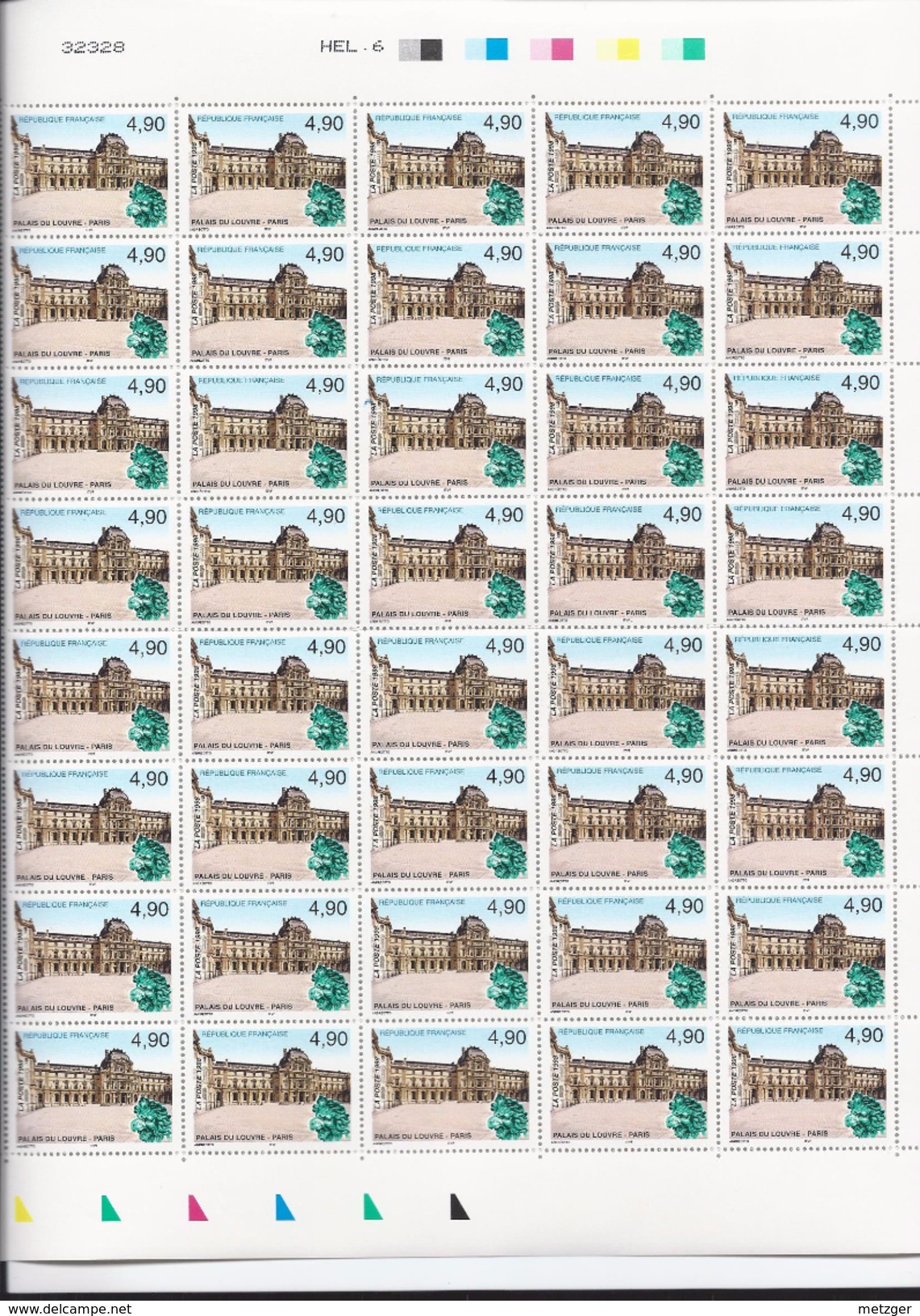 Feuille De 40 Timbres Du N° 3174, Palais Du Louvre. - Full Sheets