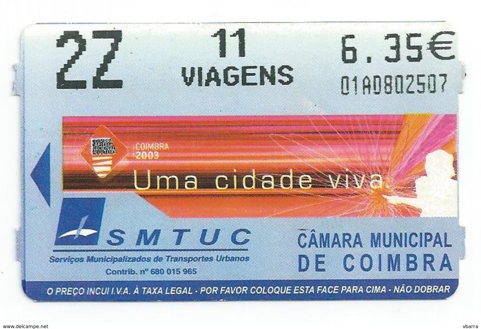 SMTUC Coimbra Portugal   Travel Ticket - Europa