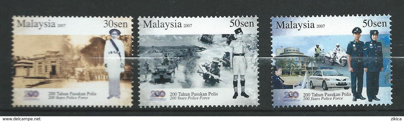 Malaysia 2007 The 200th Anniversary Of The Police Force.cars.motocycling.MNH - Malaysia (1964-...)