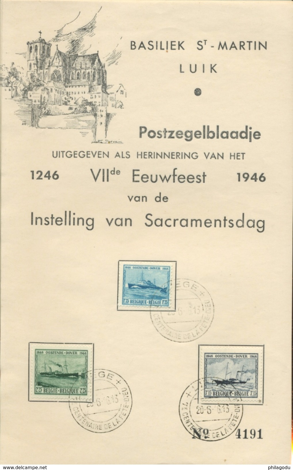 6 Souvenirs D'une Fête De 1946 Avec Série Bateaux Ostende Dover - Cristianesimo