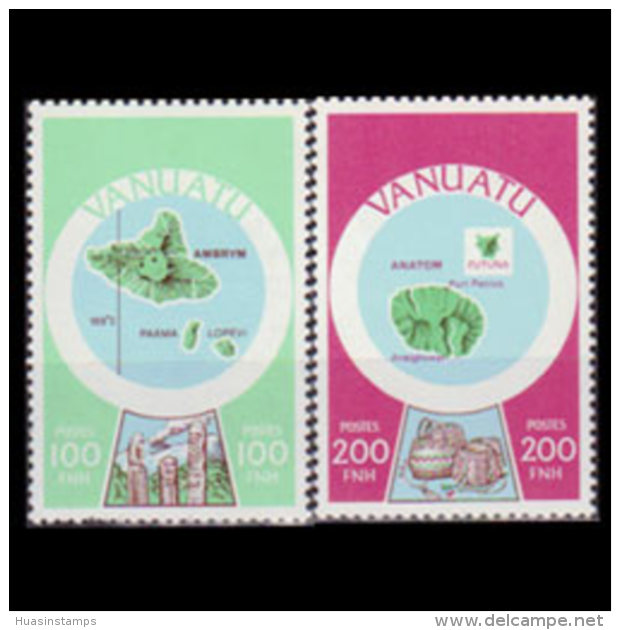 VANUATU 1980 - Scott# 290-1 Maps 100-200f MNH - Vanuatu (1980-...)