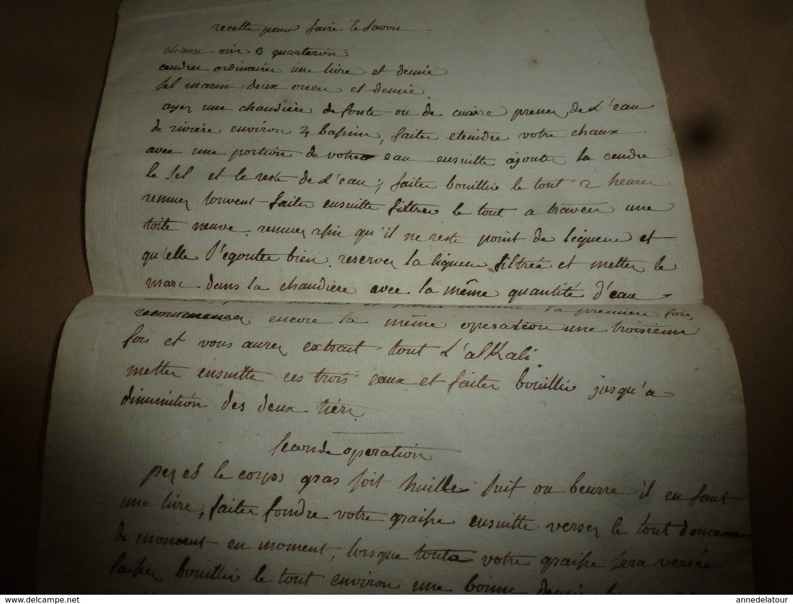Avant L'année  1800 : RECETTE Pour Faire Le SAVON Avec De La Cendre Ordinaire,du Sel Marin, Etc, Etc... - Manuscrits